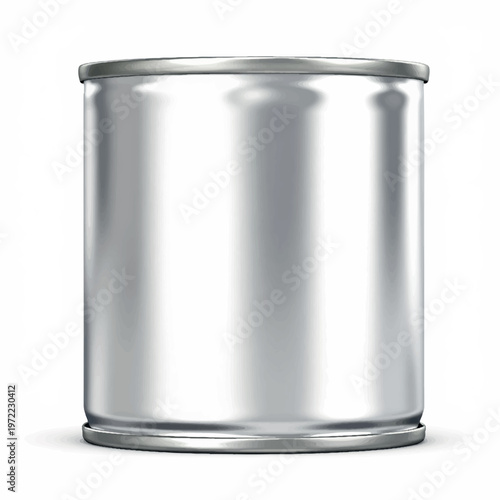 silver metal tin food can isolated on white background mockup, 3D rendering of food can mockup placed on white background
