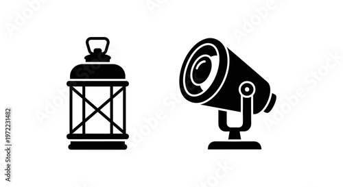 Lantern and searchlight icons.