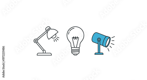 Light Bulb and Desk Lamps Illustration.