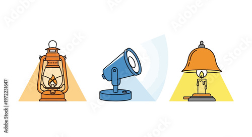 Three Different Types of Lamps.