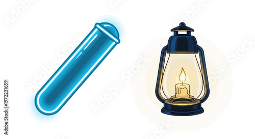 Test Tube and Vintage Lantern Lighting.