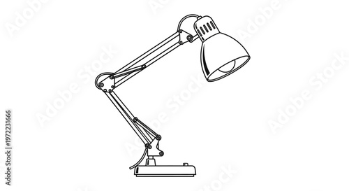 Desk lamp with adjustable arm.