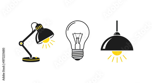 Light Bulbs and Lamps Illustration.