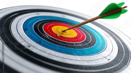 target with arrow on white background
