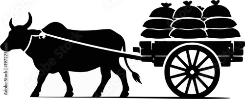 Ox  and carriage vector design 
