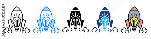 Startup icon set multiple style collection