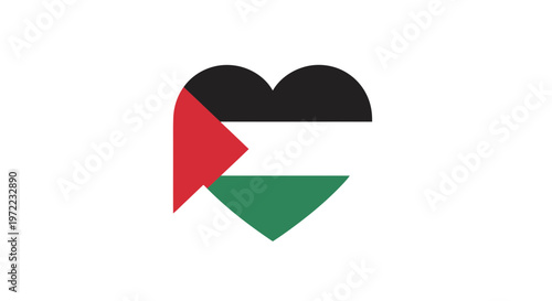 パレスチナの国旗をハート型にデザインしたイラスト。