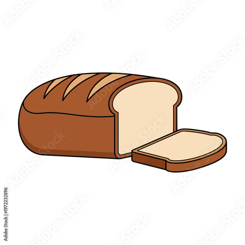 パンのイラストで、一部がスライスされている様子を描いています。