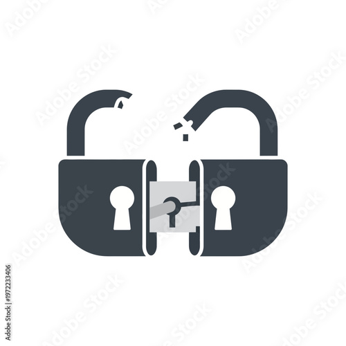 二つの南京錠が連結されており、鍵穴と施錠部分が見えるシンプルなアイコンです。