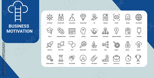 Business Motivation Icons – Growth, Success & Mindset