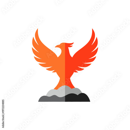 炎を模した鳥のロゴデザインで、翼を広げている様子を表現しているシンプルなイラストです。