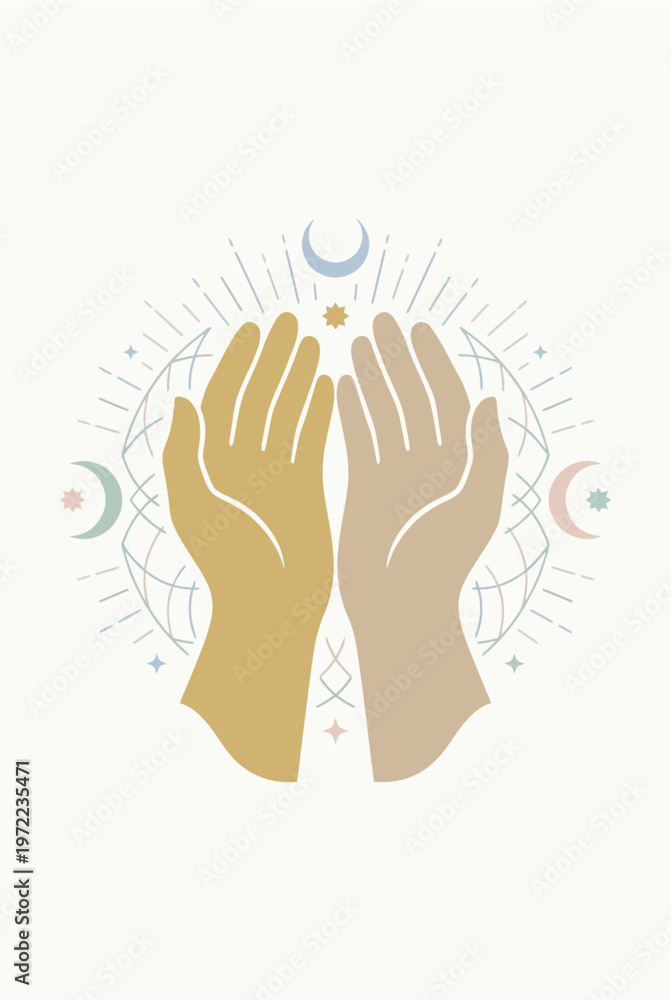 Fototapeta premium Dua Prayer Gesture – Vector Illustration