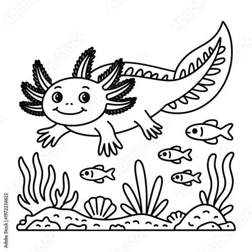 A smiling sun with rays and clouds enjoying the sky isolated on white background, Vector