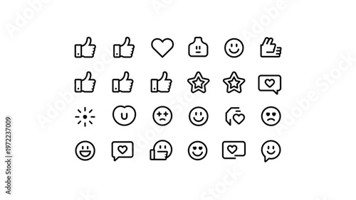 Collection of diverse icons representing various emotions and actions in a flat design style Vector