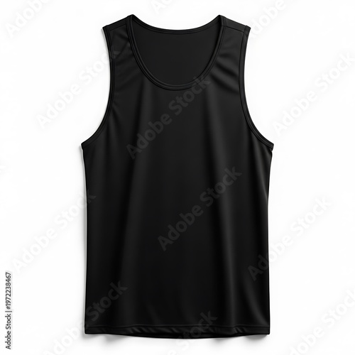 Plain Black Sleeveless Athletic Tank Top Apparel, Clean Studio Shot.