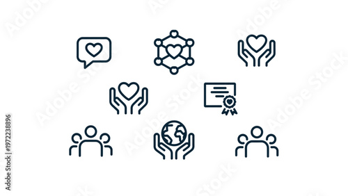Collection of icons representing community and social interaction concepts Vector