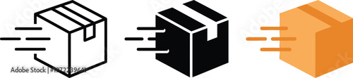 Foto Three distinct icons illustrating fast package delivery, expedited shipping, and efficient logistics services for modern businesses
