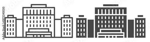 Tsinghua education campus outline set icon