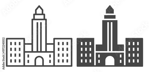 Imperial education campus outline icon set on transparent background