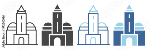 Stanford university campus outline icon set