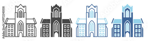 Chicago education campus outline set icon on transparent background