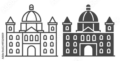 Oxford education campus outline set icon