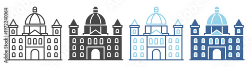 Oxford education campus outline set icon