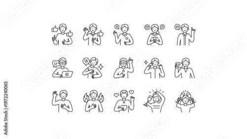 Collection of diverse cartoon-style characters in playful outfits and poses Vector