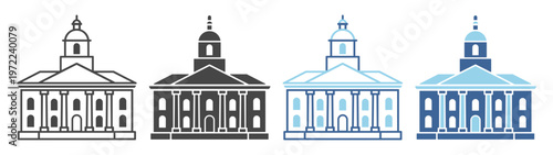 Harvard education campus outline icon set on transparent background