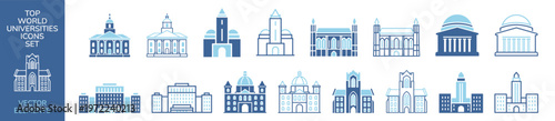 University education campus outline icon set