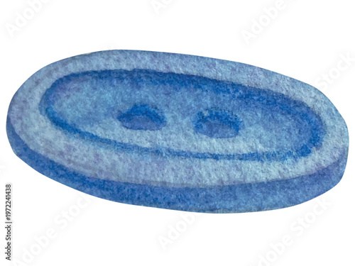 Hand drawn watercolor knitting and sewing elements set. A ball of yarn, crochet, thread, handcraft supplies, sewing, embroidering. Handmade and hobby supplies in blue, beige and pink colors. Vintage