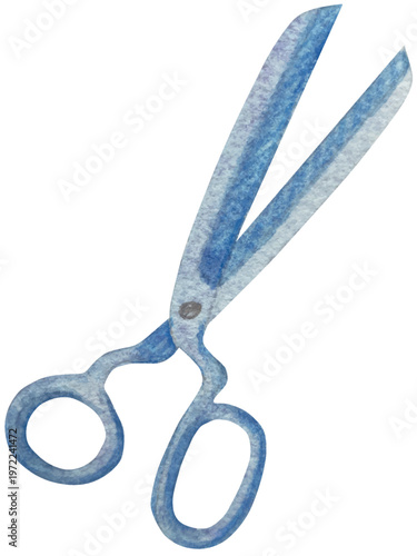 Hand drawn watercolor knitting and sewing elements set. A ball of yarn, crochet, thread, handcraft supplies, sewing, embroidering. Handmade and hobby supplies in blue, beige and pink colors. Vintage