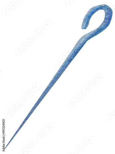 Hand drawn watercolor knitting and sewing elements set. A ball of yarn, crochet, thread, handcraft supplies, sewing, embroidering. Handmade and hobby supplies in blue, beige and pink colors. Vintage