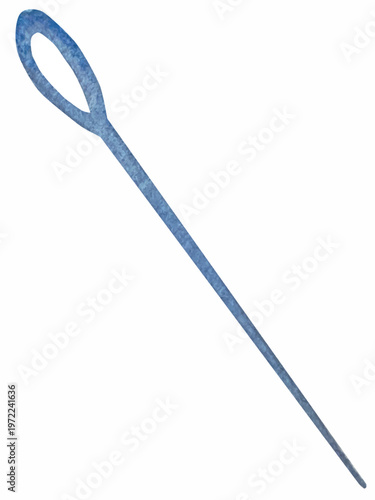 Hand drawn watercolor knitting and sewing elements set. A ball of yarn, crochet, thread, handcraft supplies, sewing, embroidering. Handmade and hobby supplies in blue, beige and pink colors. Vintage