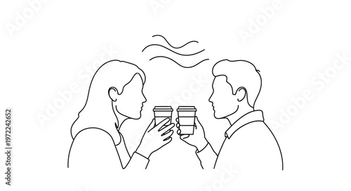 Couple toasting, romantic couple, drinking glasses, love moment, relationship icon isolated on White Background