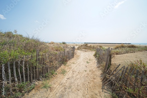 the beach of Cap d’Agde in southern France in summer