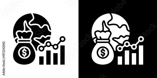 Economic Icon Set Vector Collection Isolated In Black And White