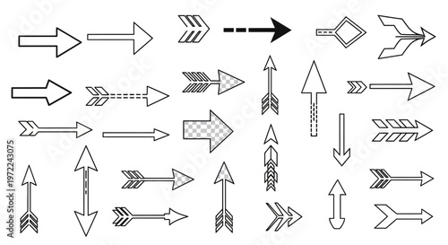 arrow Black arrows, directional icons, vector graphics, symbol set isolated on White Background vactor EPS