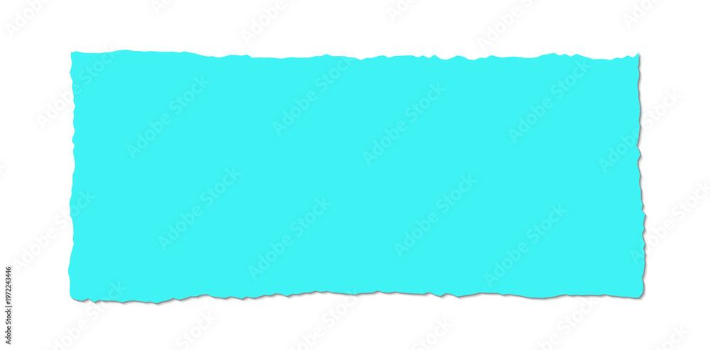 Fototapeta premium Torn cyan paper background with rough edges on white