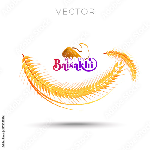 Happy Baisakhi, festive promotional creative concept design. Punjabi Sikh traditional harvest joy fun and holiday celebration.