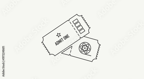 Movie tickets, cinema admission, event passes, ticket stubs, film entrance isolated on White Background