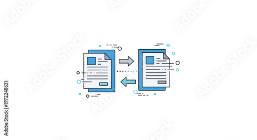 File Data Transfer Between Documents Digital Exchange Flat Vector Illustration