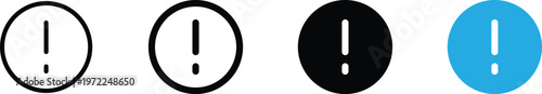 Set of exclamation mark icons in different styles, warning sign vector illustration