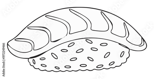 Salmon onigiri Japanese rice ball vector illustration. Generative AI