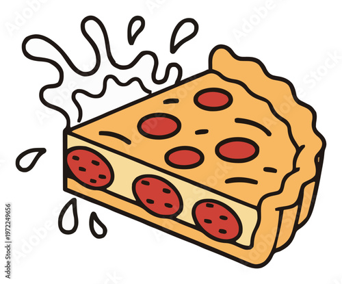 Minimalist linear quiche lorraine slice vector icon. Generative AI
