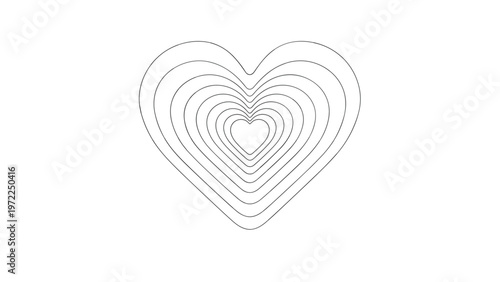 minimalist heart design consisting of nested line drawings forming a single romantic shape on a clean white background.