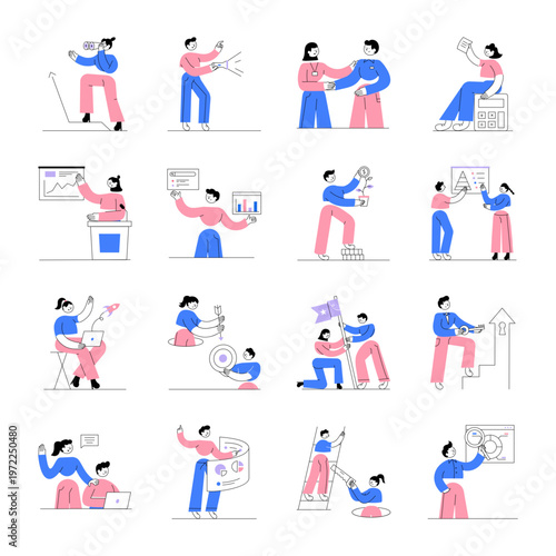 Pack of Flat Style Productivity Illustrations 

