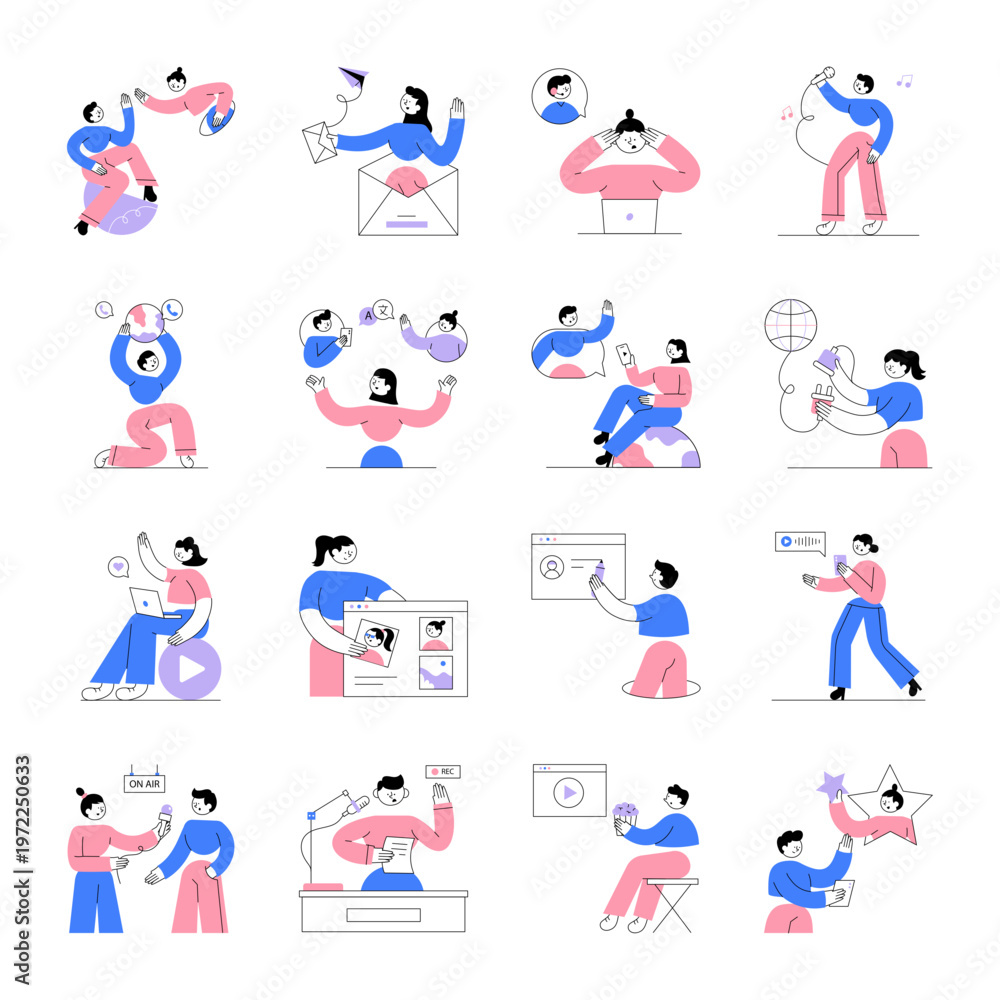 Fototapeta premium Pack of Flat Style Management Illustrations