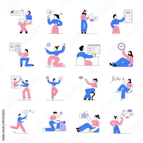 Pack of Network and Communication Flat Illustrations

