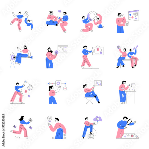 Collection of Flat Style Networking Illustrations 

